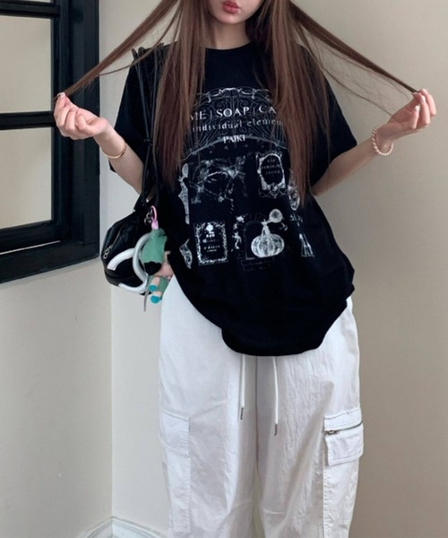 c.u.l（シーユーエル）の「パフューム イラストプリント Tシャツ カットソー culw891（Tシャツ/カットソー・レディース・ホワイト/ブラック・FREE）」の22枚目の写真