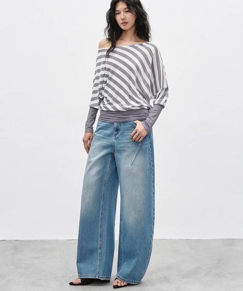 EIGHTHMONTH（エイスマンス）の「スラントシーム ワイドデニムパンツ EM26s054【EIGHTHMONTH】（デニムパンツ・レディース・ブルー・S/M/L）」の15枚目の写真