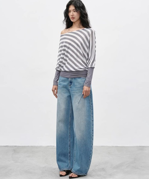 EIGHTHMONTH（エイスマンス）の「スラントシーム ワイドデニムパンツ EM26s054【EIGHTHMONTH】（デニムパンツ・レディース・ブルー・S/M/L）」の17枚目の写真