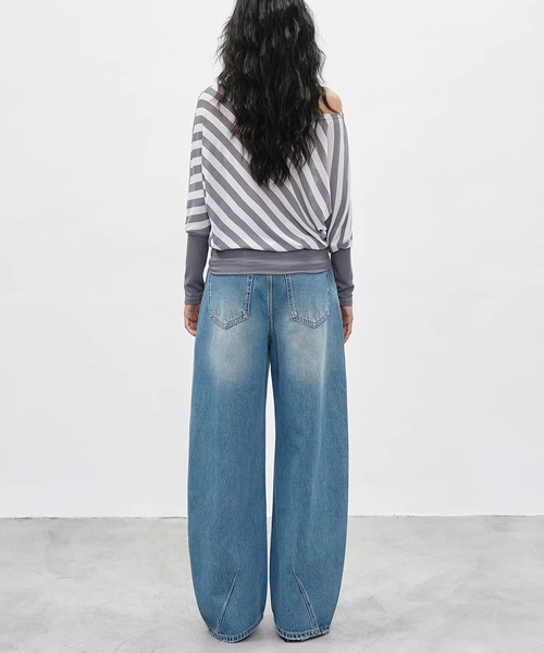 EIGHTHMONTH（エイスマンス）の「スラントシーム ワイドデニムパンツ EM26s054【EIGHTHMONTH】（デニムパンツ・レディース・ブルー・S/M/L）」の18枚目の写真