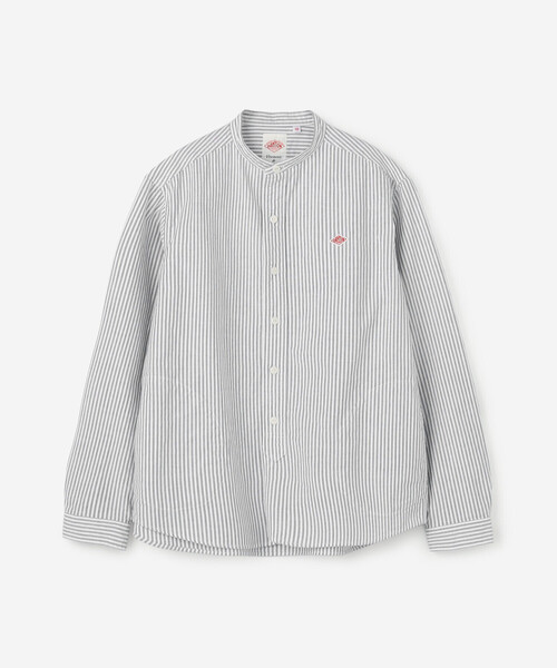 DANTON（ダントン）の「DANTON | オックスフォード バンドカラーシャツ STRIPE WOMEN（シャツ/ブラウス・レディース・ブルー系その他5・36/38/34）」の2枚目の写真