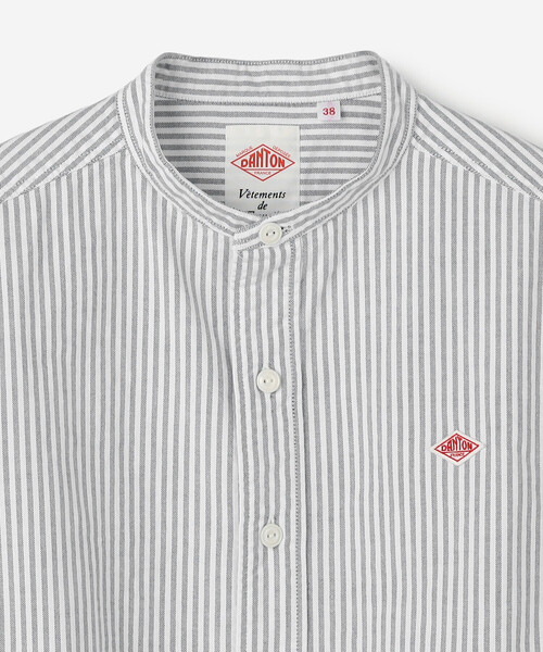 DANTON（ダントン）の「DANTON | オックスフォード バンドカラーシャツ STRIPE WOMEN（シャツ/ブラウス・レディース・ブルー系その他5・36/38/34）」の4枚目の写真