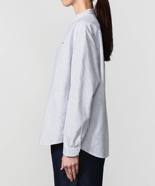 DANTON（ダントン）の「DANTON | オックスフォード バンドカラーシャツ STRIPE WOMEN（シャツ/ブラウス・レディース・ブルー系その他5・36/38/34）」の10枚目の写真