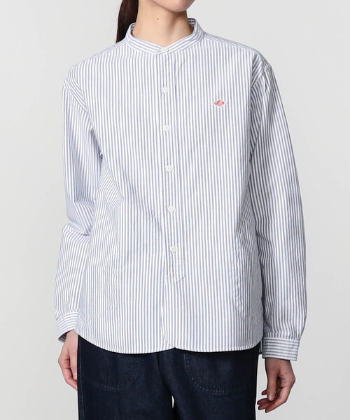 美品！DANTON ストライプ オックスフォード バンドカラー 長袖 シャツ M DANTON | オックスフォード バンドカラーシャツ STRIPE WOMEN（シャツ