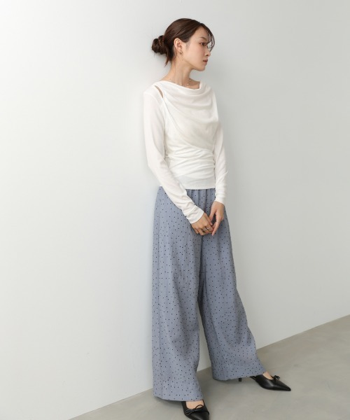 Bab(バブ)の「カシュクールレイヤードトップス(Tシャツ/カットソー・レディース・ホワイト/ブラック/イエロー/ブルー・FREE)」の6枚目の写真