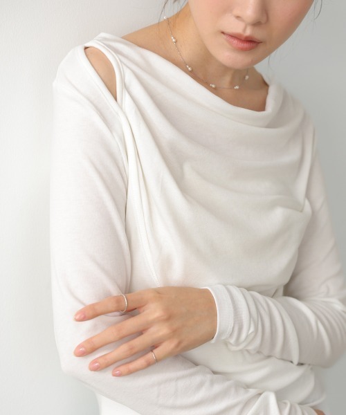 Bab(バブ)の「カシュクールレイヤードトップス(Tシャツ/カットソー・レディース・ホワイト/ブラック/イエロー/ブルー・FREE)」の7枚目の写真