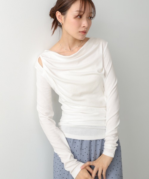 Bab(バブ)の「カシュクールレイヤードトップス(Tシャツ/カットソー・レディース・ホワイト/ブラック/イエロー/ブルー・FREE)」の9枚目の写真