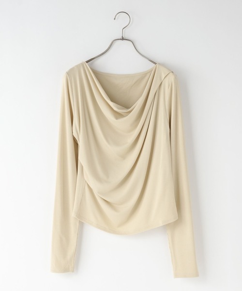 LOWRYS FARM（ローリーズファーム）の「ドレープオフショルプルオーバー 638373（Tシャツ/カットソー・レディース・グレー/ブラック/ベージュ/ピンク・FREE）」の6枚目の写真