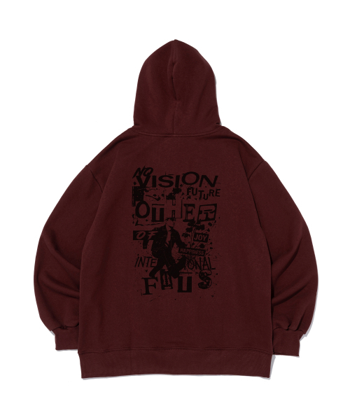 OTHERFITS（アザーフィッツ）の「[起毛/NO起毛] NO-VISION フードパーカー (ワイン)（パーカー・メンズ・その他・SMALL/MEDIUM/LARGE/X-LARGE/S-M/M-L/L-XL/XL-XXL）」の3枚目の写真
