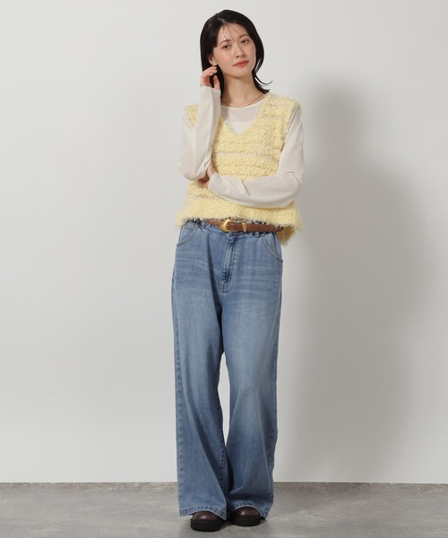 LAKOLE（ラコレ）の「チュールヤーンニットベスト / 657251（ベスト・レディース・アイボリー/イエロー/チャコール・FREE）」の7枚目の写真