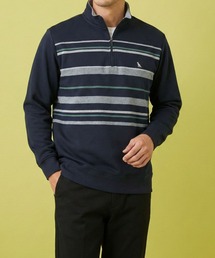 TETE（テット）の「【TETE SELECTION】裏毛パネルプリントトレーナー スウェット ハーフジップ ボーダー柄 カジュアル ストリー（スウェット）」