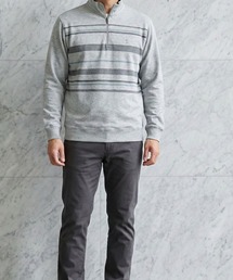 TETE（テット）の「【TETE SELECTION】裏毛パネルプリントトレーナー スウェット ハーフジップ ボーダー柄 カジュアル ストリー（スウェット）」