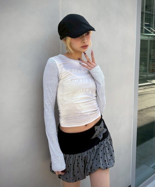 Never mind the XU(ネバーマインドザエックスユー)の「【Never mind the XU】star dot balloon skirt / 【ネバーマインド ザ エックスユー】スタードッドバルーンマイクロミニスカート(スカート・レディース・グレー・S)」の4枚目の写真