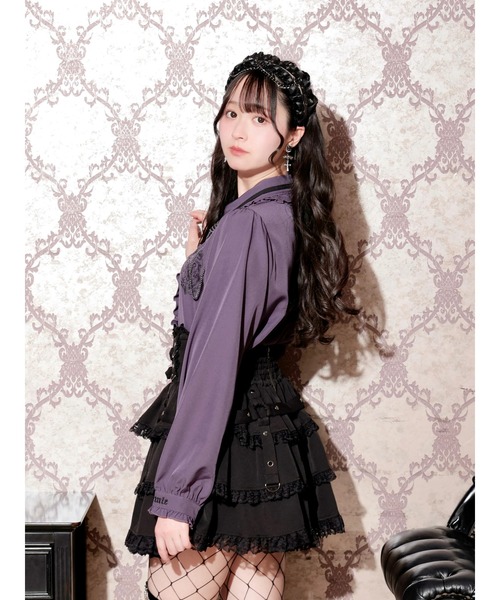 NOEMIE（ノエミー）の「ストライプネクタイエンブレムブラウス（シャツ/ブラウス・レディース・オフホワイト/パープル/ダークグレー/ブラック・M）」の6枚目の写真