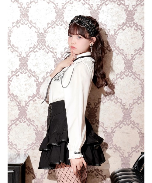 NOEMIE（ノエミー）の「ストライプネクタイエンブレムブラウス（シャツ/ブラウス・レディース・オフホワイト/パープル/ダークグレー/ブラック・M）」の12枚目の写真