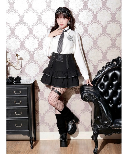 NOEMIE（ノエミー）の「ストライプネクタイエンブレムブラウス（シャツ/ブラウス・レディース・オフホワイト/パープル/ダークグレー/ブラック・M）」の14枚目の写真
