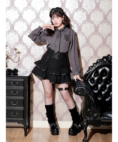 NOEMIE（ノエミー）の「ストライプネクタイエンブレムブラウス（シャツ/ブラウス・レディース・オフホワイト/パープル/ダークグレー/ブラック・M）」の17枚目の写真