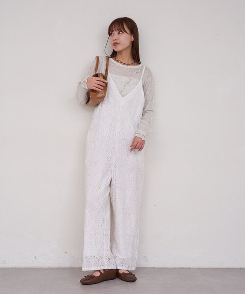 CIAOPANIC（チャオパニック）の「【She desires...】刺繍レースサロペット（サロペット/オーバーオール・レディース・ホワイト・ONE SIZE）」の12枚目の写真