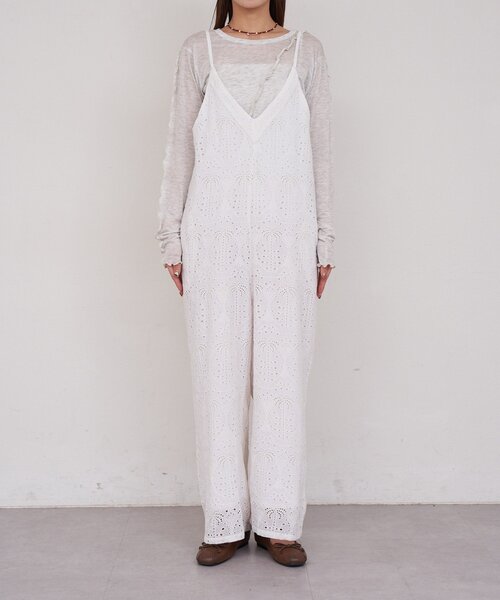 CIAOPANIC（チャオパニック）の「【She desires...】刺繍レースサロペット（サロペット/オーバーオール・レディース・ホワイト・ONE SIZE）」の5枚目の写真