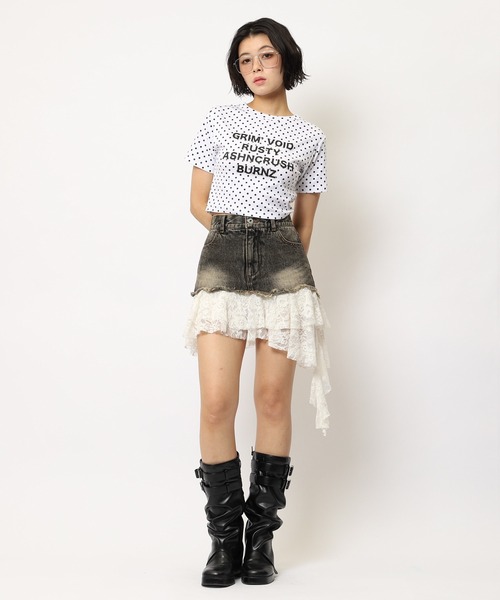 SPIRALGIRL(スパイラルガール)の「ラインストーンロゴミニTシャツ(Tシャツ/カットソー・レディース・ホワイト/ブラック/ドット/カモフラージュ・FREE)」の9枚目の写真