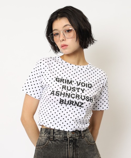 SPIRALGIRL(スパイラルガール)の「ラインストーンロゴミニTシャツ(Tシャツ/カットソー・レディース・ホワイト/ブラック/ドット/カモフラージュ・FREE)」の8枚目の写真