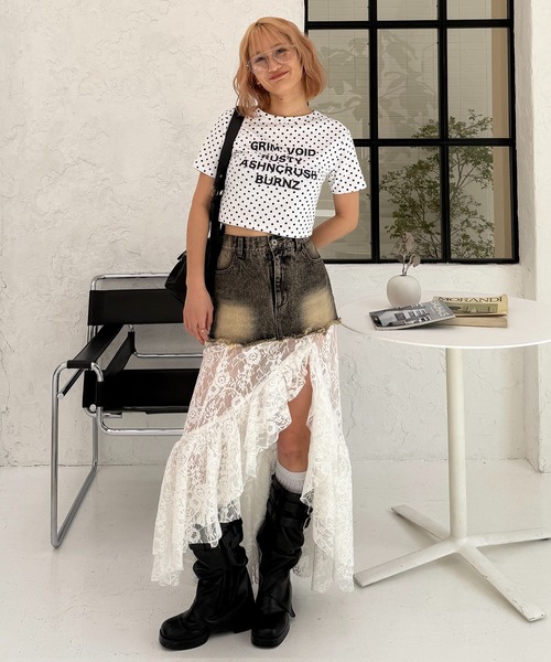 SPIRALGIRL(スパイラルガール)の「ラインストーンロゴミニTシャツ(Tシャツ/カットソー・レディース・ホワイト/ブラック/ドット/カモフラージュ・FREE)」の11枚目の写真