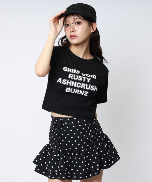 SPIRALGIRL(スパイラルガール)の「ラインストーンロゴミニTシャツ(Tシャツ/カットソー・レディース・ホワイト/ブラック/ドット/カモフラージュ・FREE)」の15枚目の写真