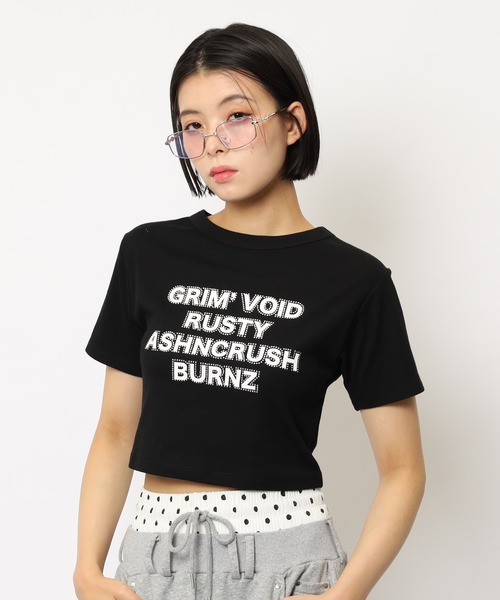 SPIRALGIRL(スパイラルガール)の「ラインストーンロゴミニTシャツ(Tシャツ/カットソー・レディース・ホワイト/ブラック/ドット/カモフラージュ・FREE)」の18枚目の写真
