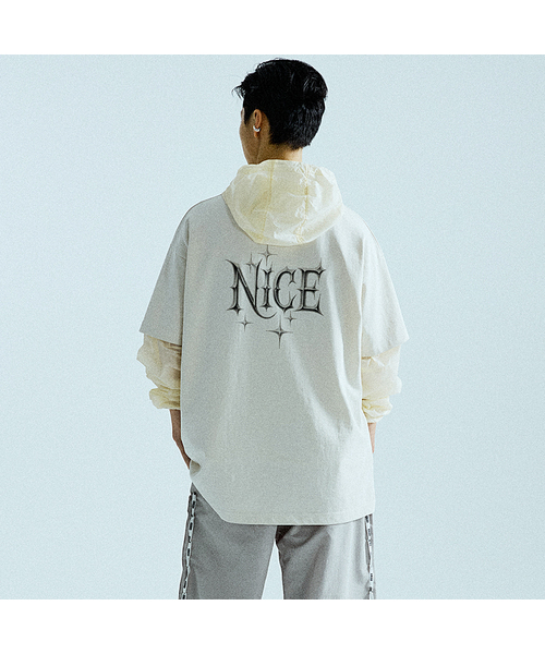 KRUXH(クルクス)の「ナイスプリントドロップショルダーTシャツパティベージュ(Tシャツ/カットソー・レディース・その他・1/2/3)」の1枚目の写真