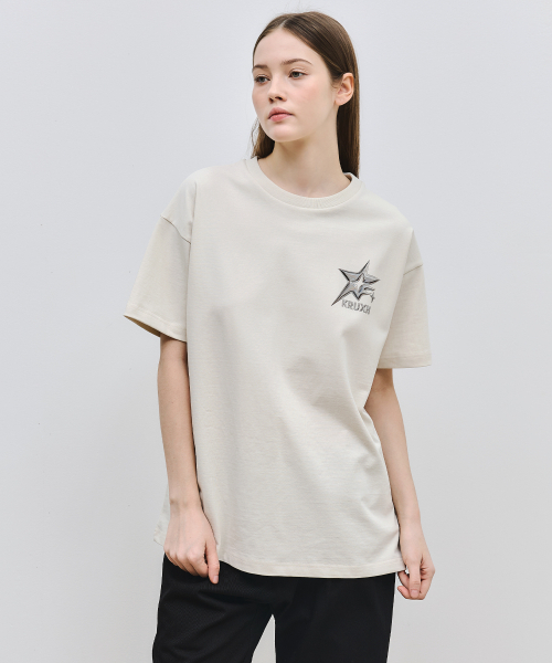 KRUXH(クルクス)の「ナイスプリントドロップショルダーTシャツパティベージュ(Tシャツ/カットソー・レディース・その他・1/2/3)」の11枚目の写真