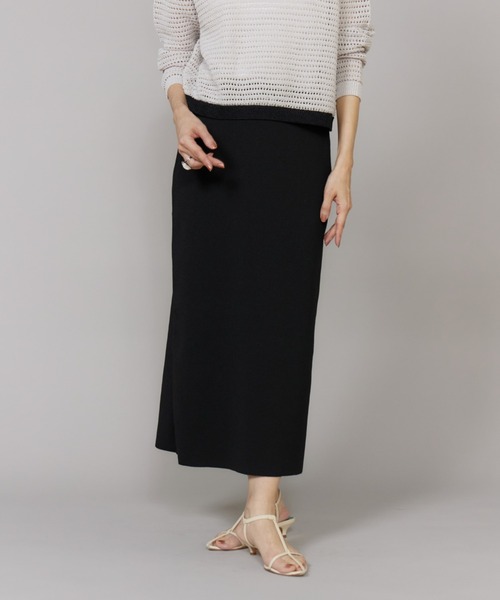 LE SOUK(ルスーク)の「Aラインニットスカート【セットアップ対応】(スカート・レディース・ブラック/グリーン系その他・フリー)」の2枚目の写真