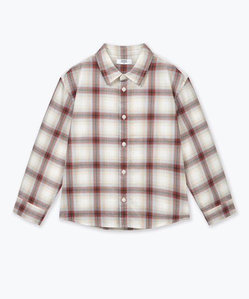 MUSINSA STANDARD KIDS（ムシンサスタンダードキッズ）の「リラックスドオンブレチェックシャツ[ベージュ/オレンジ]（シャツ/ブラウス・レディース・その他・110/120/130/140/150/160）」の3枚目の写真