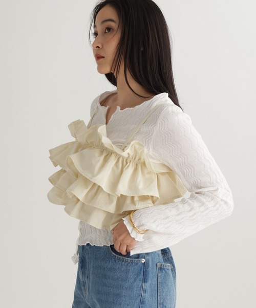 studio CLIP(スタディオクリップ)の「【daily CLIP】フリフリキャミ(キャミソール・レディース・ホワイト/ブラック・FREE)」の4枚目の写真