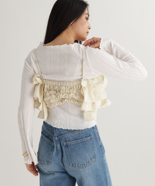 studio CLIP(スタディオクリップ)の「【daily CLIP】フリフリキャミ(キャミソール・レディース・ホワイト/ブラック・FREE)」の6枚目の写真