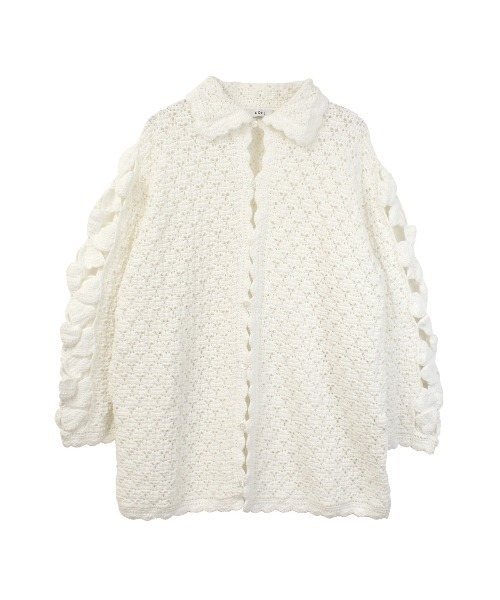 COEL（コエル）の「ハンドフラワービッグカーディガン（ニット/セーター・レディース・オフホワイト/ブラック・FREE）」の8枚目の写真