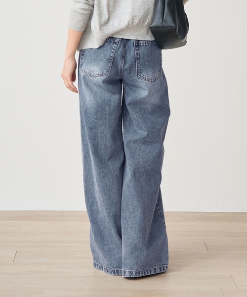 .WORKS(ドットワークス)の「10ozスラブデニム 斜め開き骨格ウェーブ ワイドパンツ(デニムパンツ・レディース・ダークグレー/ブルー系1/ブルー・61/64)」の9枚目の写真