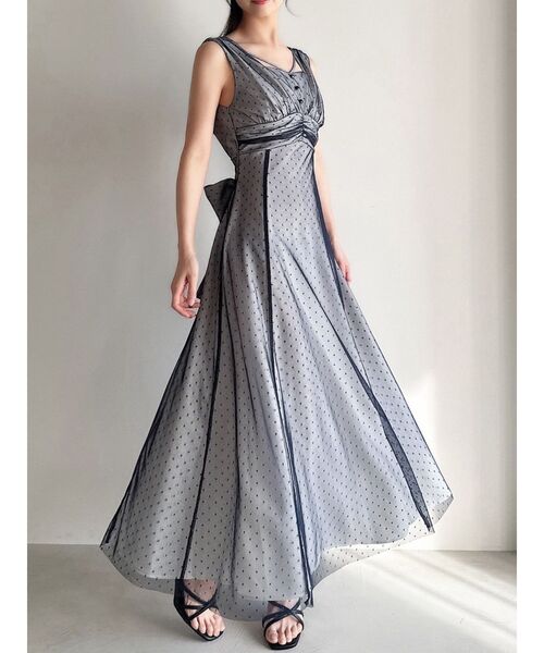 RESEXXY（リゼクシー）の「ドットチュールレイヤードワンピース（ワンピース・レディース・ベージュ/ネイビー/ブラック・FREE）」の3枚目の写真