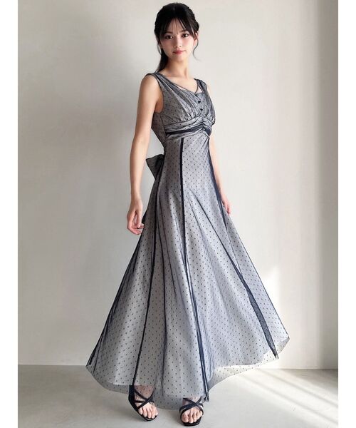 RESEXXY（リゼクシー）の「ドットチュールレイヤードワンピース（ワンピース・レディース・ベージュ/ネイビー/ブラック・FREE）」の4枚目の写真