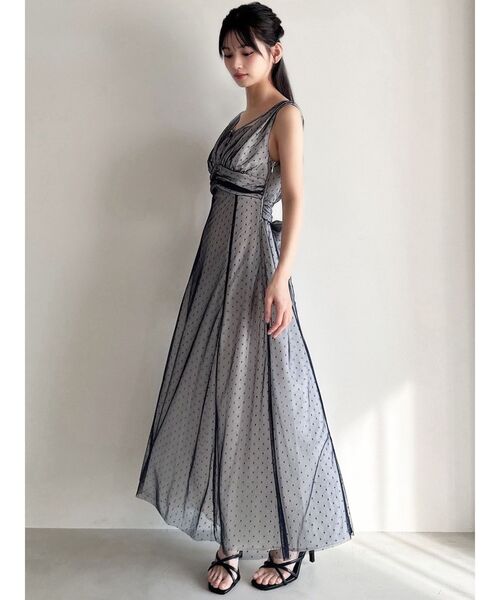 RESEXXY（リゼクシー）の「ドットチュールレイヤードワンピース（ワンピース・レディース・ベージュ/ネイビー/ブラック・FREE）」の5枚目の写真