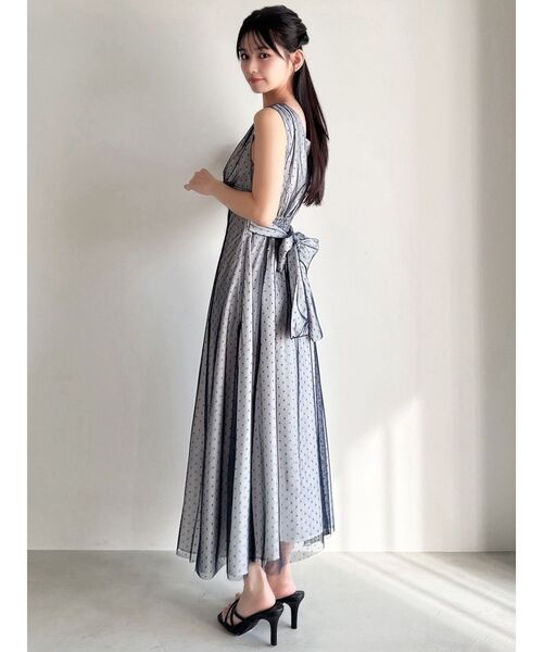 RESEXXY（リゼクシー）の「ドットチュールレイヤードワンピース（ワンピース・レディース・ベージュ/ネイビー/ブラック・FREE）」の6枚目の写真