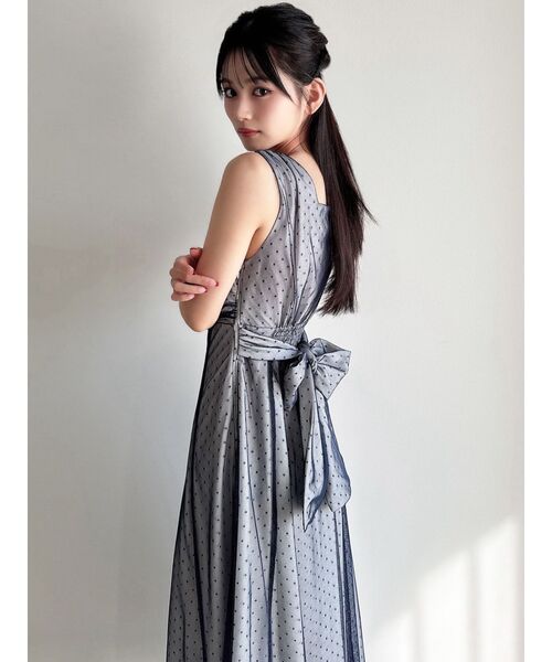 RESEXXY（リゼクシー）の「ドットチュールレイヤードワンピース（ワンピース・レディース・ベージュ/ネイビー/ブラック・FREE）」の9枚目の写真