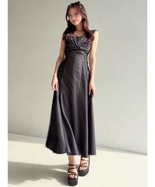 RESEXXY（リゼクシー）の「ドットチュールレイヤードワンピース（ワンピース・レディース・ベージュ/ネイビー/ブラック・FREE）」の11枚目の写真