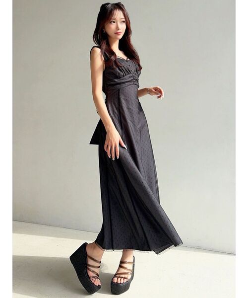 RESEXXY（リゼクシー）の「ドットチュールレイヤードワンピース（ワンピース・レディース・ベージュ/ネイビー/ブラック・FREE）」の12枚目の写真