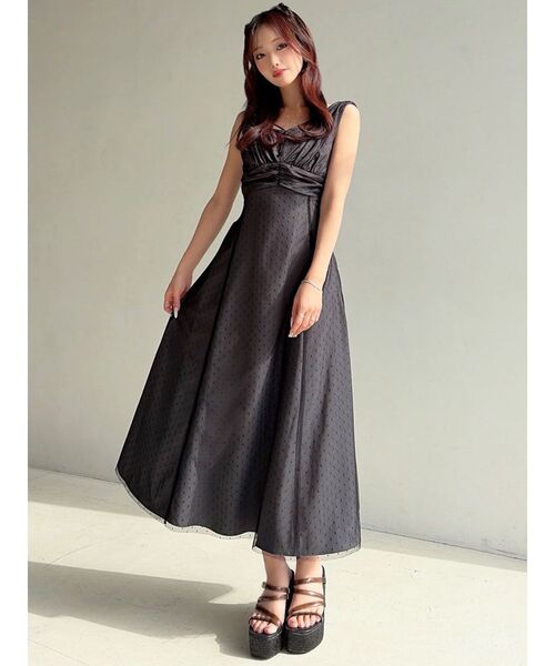 RESEXXY（リゼクシー）の「ドットチュールレイヤードワンピース（ワンピース・レディース・ベージュ/ネイビー/ブラック・FREE）」の13枚目の写真