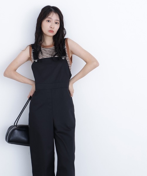 N.（N. Natural Beauty Basic）（エヌエヌナチュラルビューティーベーシック）の「ワークサロペット（サロペット/オーバーオール・レディース・ブラック/キャメル・ﾌﾘ-）」の4枚目の写真