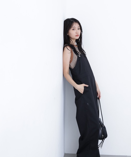 N.（N. Natural Beauty Basic）（エヌエヌナチュラルビューティーベーシック）の「ワークサロペット（サロペット/オーバーオール・レディース・ブラック/キャメル・ﾌﾘ-）」の6枚目の写真