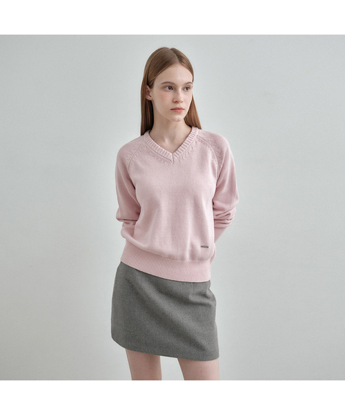 MONGDOL（モンドル）の「ソフトコットン Vネック ニットトップ MDKT127_8 Colors（ニット/セーター・レディース・チャコールグレー/ライトグレー/ブラック/ネイビー/ブラウン/ピンク/クリーム・F）」の7枚目の写真