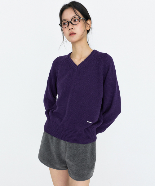 MONGDOL（モンドル）の「ソフトコットン Vネック ニットトップ MDKT127_8 Colors（ニット/セーター・レディース・チャコールグレー/ライトグレー/ブラック/ネイビー/ブラウン/ピンク/クリーム・F）」の15枚目の写真