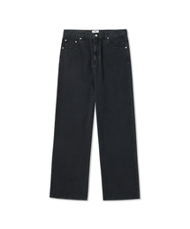 FRAGE（フラゲ）の「ワイドストレートデミージブラックデニムパンツ（デニムパンツ）」