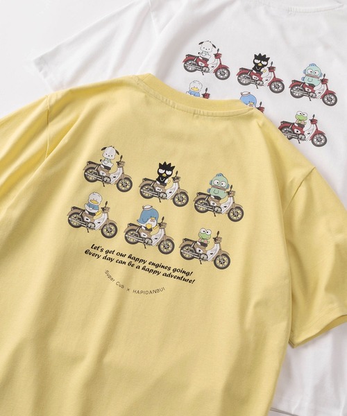 sanrio（サンリオ）の「【71】【HONDA/ホンダ】×【Sanrio/サンリオ】「スーパーカブ」「はぴだんぶい」コラボ クイックドライ クルーネックTシャツ/ユニセックス/レディース/メンズ（Ｓ）（Tシャツ/カットソー・レディース・ブラック/サックスブルー/アッシュグレー/ダークグリーン/ベージュ/イエロー/ホワイト/ブラウン・M/L）」の8枚目の写真